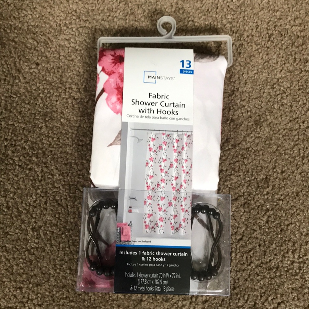 Floral Shower Curtain w Hooks